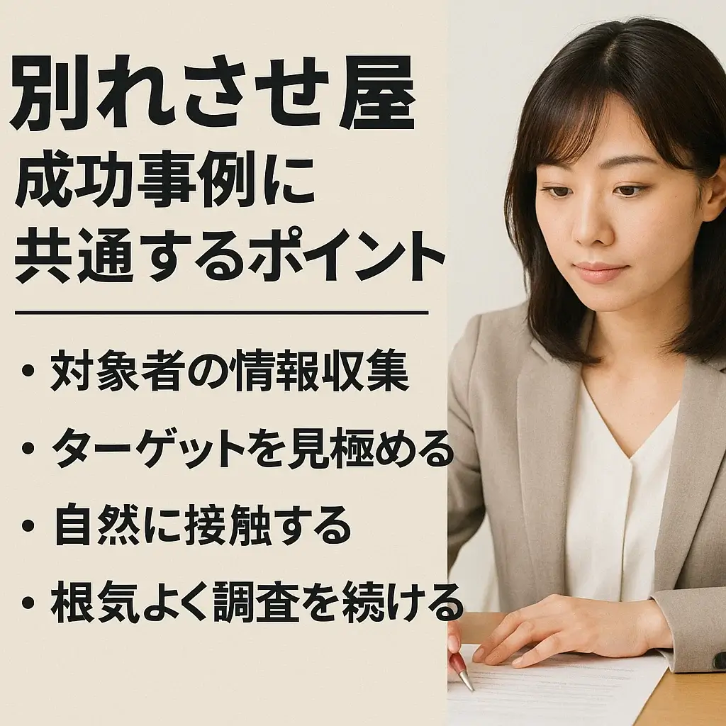 別れさせ屋がターゲットと自然な形で接触を図るシーンのイラスト